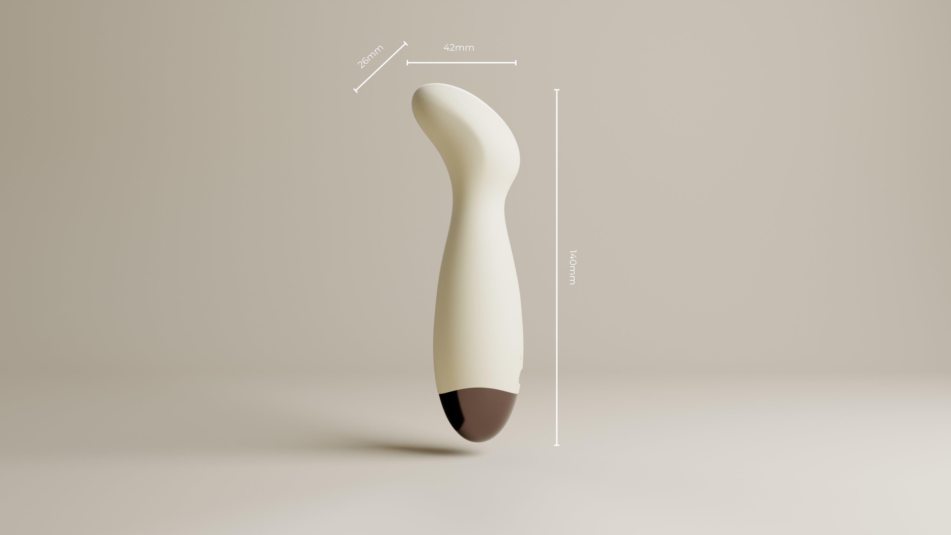 Mini wand vibrator right side with measurements 