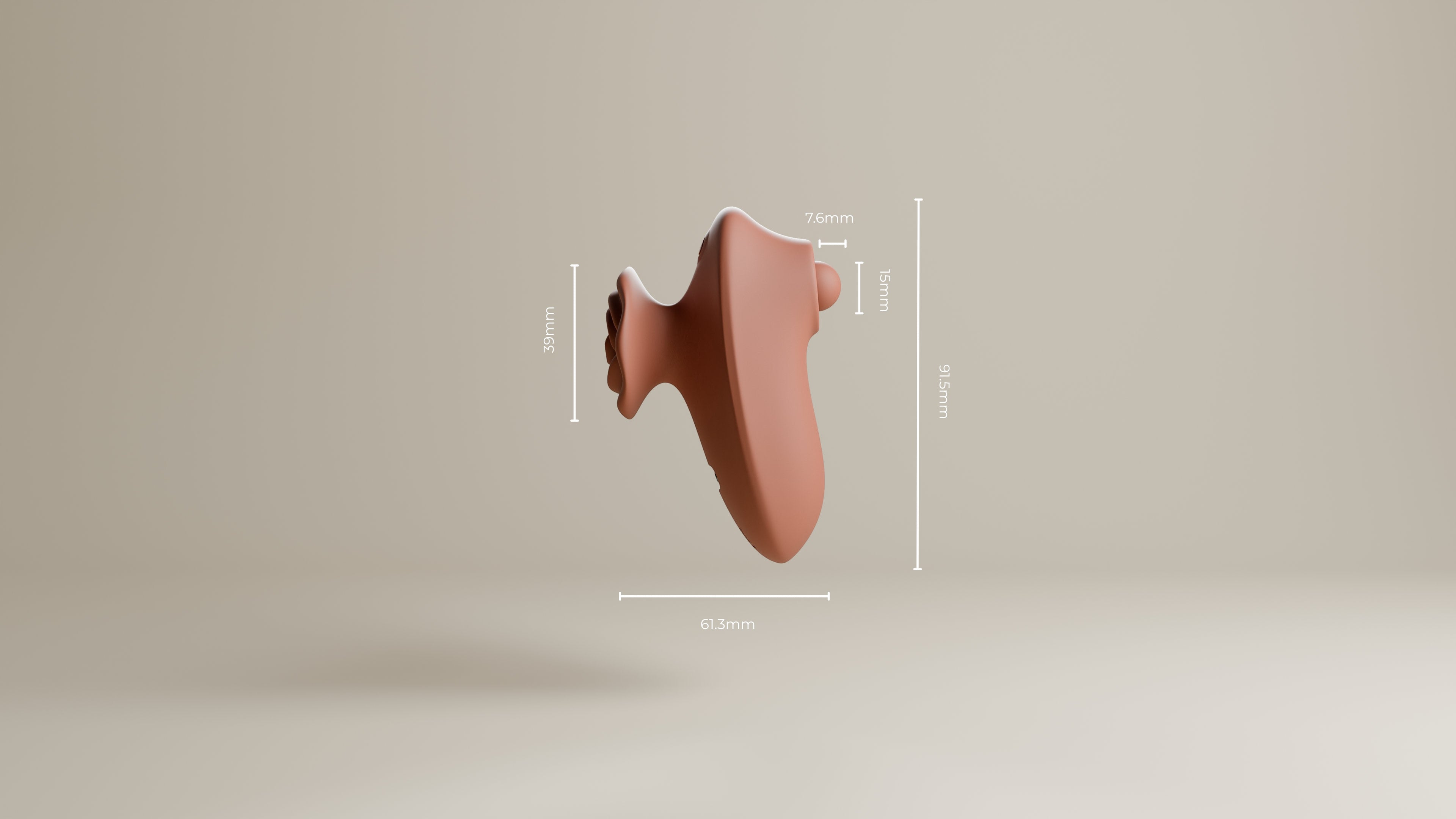 tapping clitoral vibrator side profile with measurements 